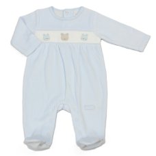 N14631: Baby Boys Smocked Velour All In One (0-9 Months)